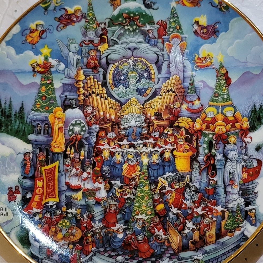 Christmas Cat-thedral By Bill Bell Plate - Picture 2 of 6